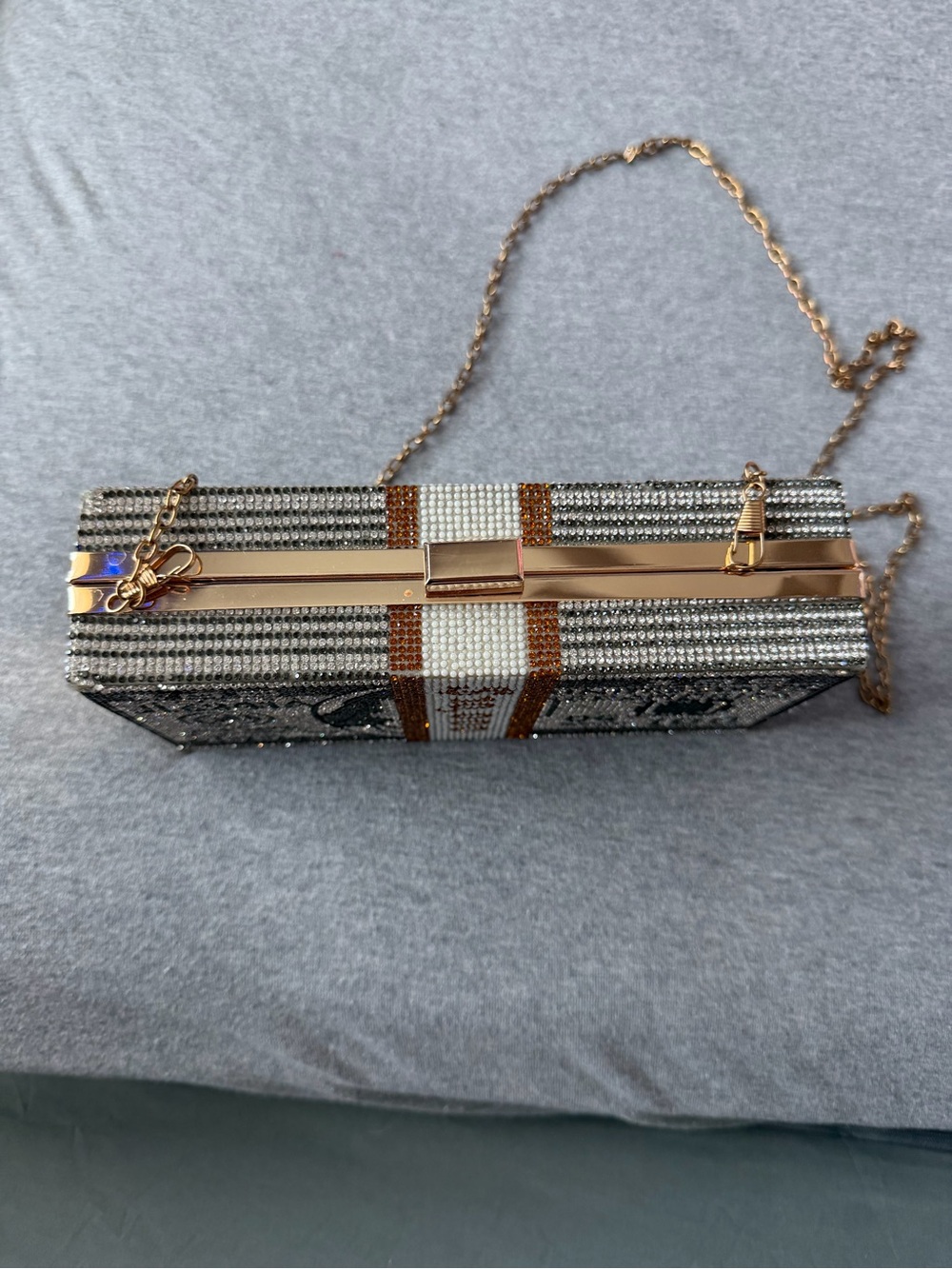 Source Unknown Beaded Money Stack Clutch in Gold, Green and Silver - Picture 2 of 5